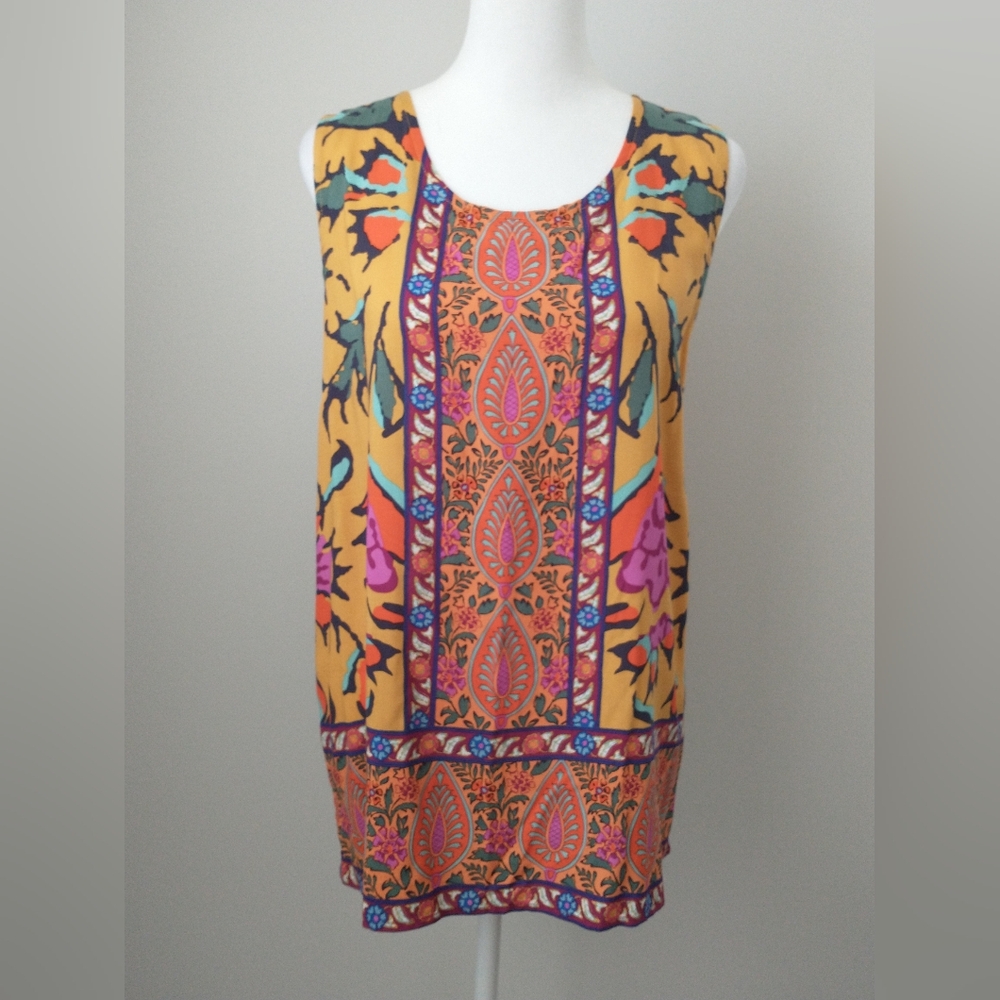 Haute Hippie paisley button back tank blouse L